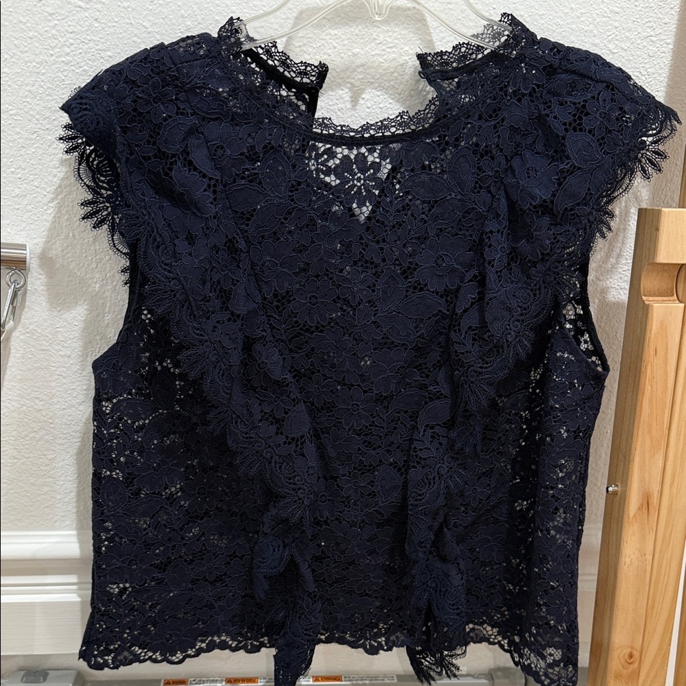 Zara Elegant Navy Lace Women's Top NEW